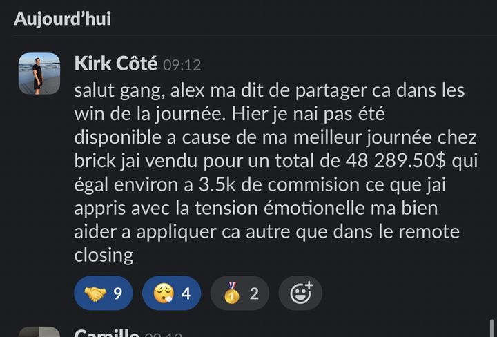 Kirk partage sa meilleure journée de vente