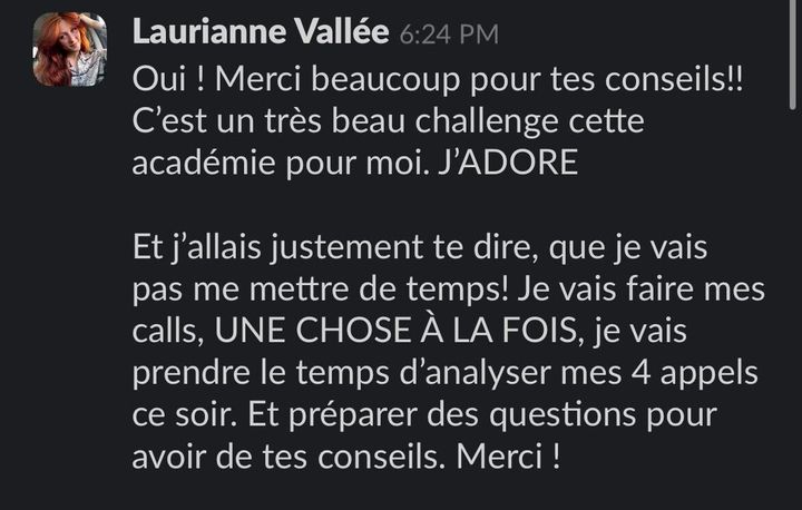 Message de Laurianne sur l'académie