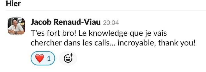 Message de Jacob sur ses appels